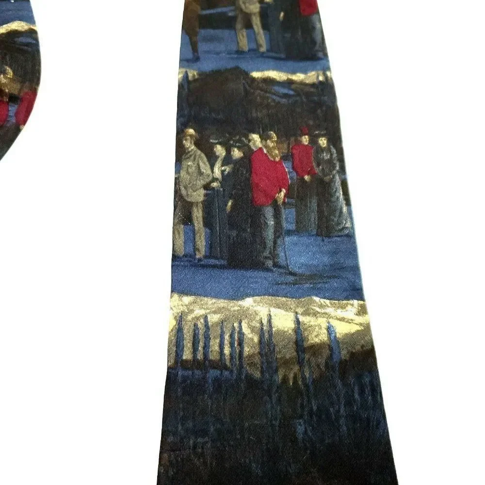 JL Roberts Silk Tie Golf Novelty‎ Print Blue